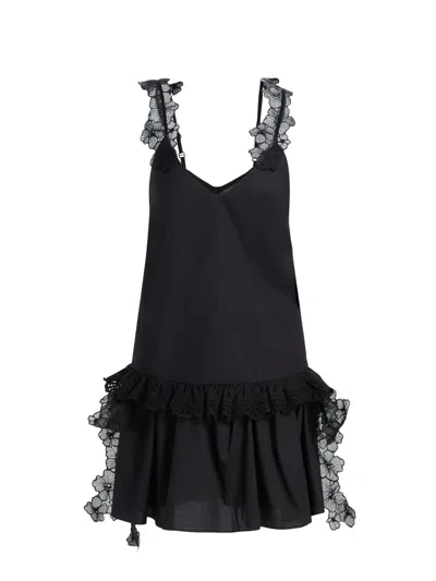 Kika Vargas Women's Coralie Lace-trim Cotton Drop-waist Minidress In Multi