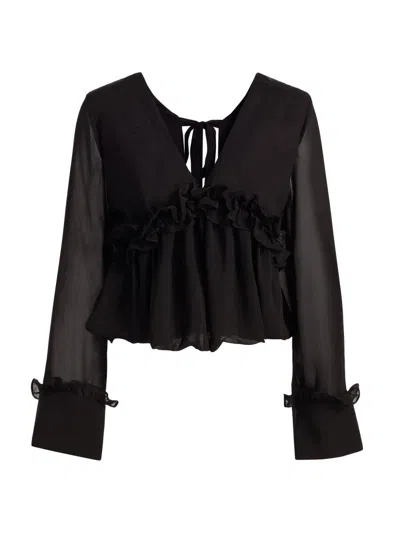 Kika Vargas Women's Cynthi Ruffled-trim Semi-sheer Blouse In Multi