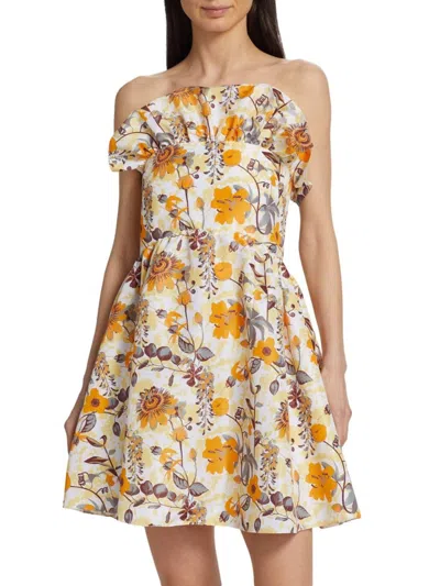 Kika Vargas Women's Emily Floral Ruffle Mini Dress In Yellow Lilies