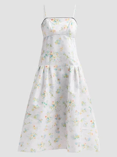 Kika Vargas Women's Lena Pastel Meadow Taffeta Midi Dress In White