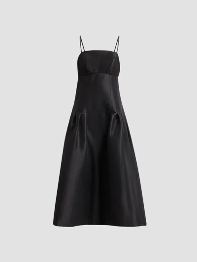 Kika Vargas Women's Lena Taffeta Sleeveless Midi-dress In Black