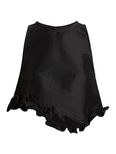 Kika Vargas Women's Li Taffeta Ruffle Top In Black