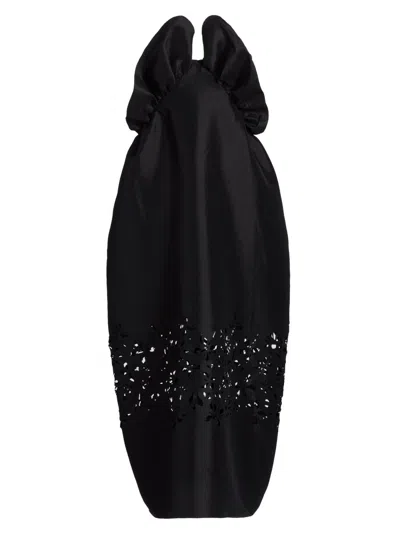 Kika Vargas Women's Raha Taffeta Flower Laser-cut Dress In Black