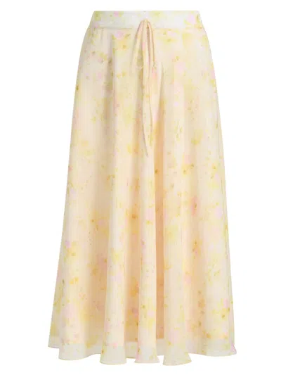 Kika Vargas Women's Shei Peony Chiffon Midi-skirt In Multi