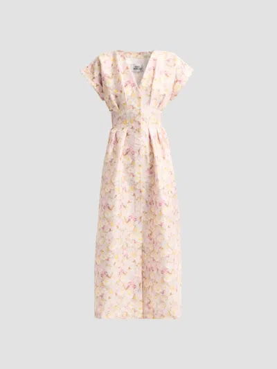 Kika Vargas Women's Tsige Peony Print Taffeta Midi Dress In Golden