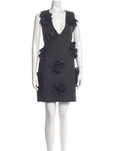 Pre-owned Kika Vargas Wool Mini Dress In Gray