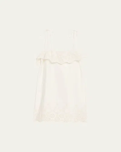 Kika Vargas Yvonne Embroidered Tie-shoulder Mini Dress In White