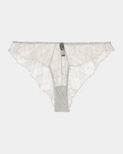 Kiki De Montparnasse A Pois Embroidered Lace Briefs In White