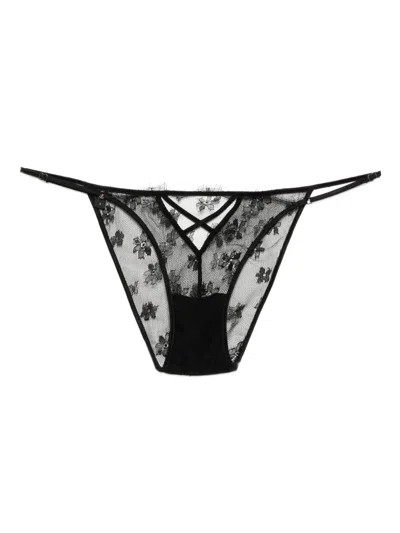 Kiki De Montparnasse Satin-trimmed Lace Briefs In Black