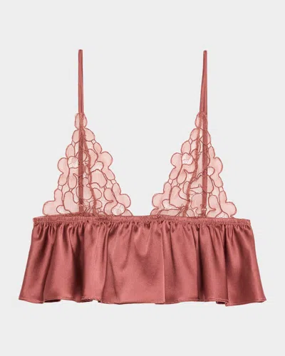 Kiki De Montparnasse Amelie Silk Charmeuse Ruffle & Lace Soft Bra