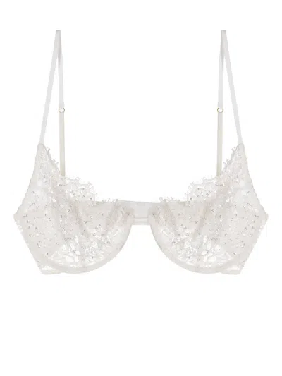 Kiki De Montparnasse Lace-insert Balconette Bra In White