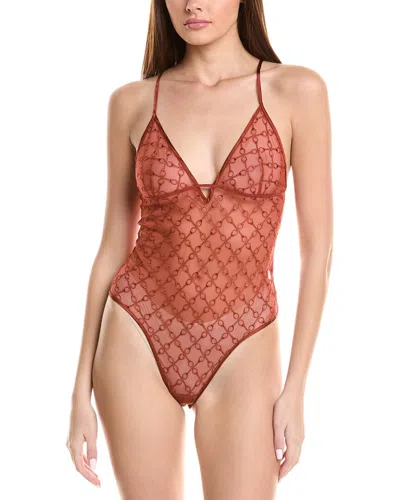 Kiki De Montparnasse Bonding Silk-trim Bodysuit In Brown