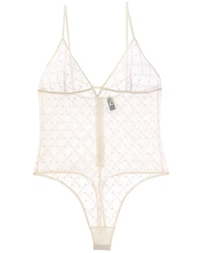 Kiki De Montparnasse Bonding Silk-trim Bodysuit In White