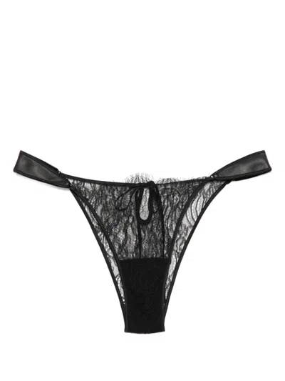 Kiki De Montparnasse Bow-trim Thong In Black