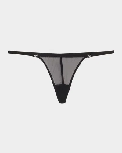 Kiki De Montparnasse Brienne Sheer Mesh G-string In Black