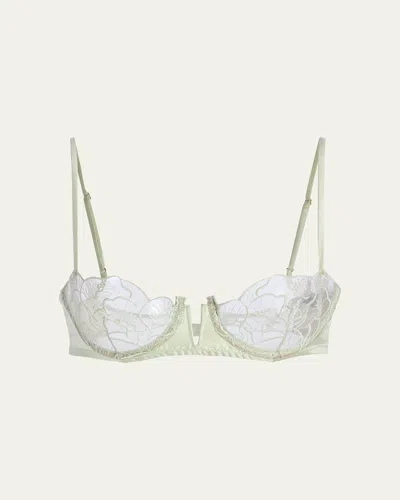 Kiki De Montparnasse Calla Lily Embroidered Balconette Bra In Menthe