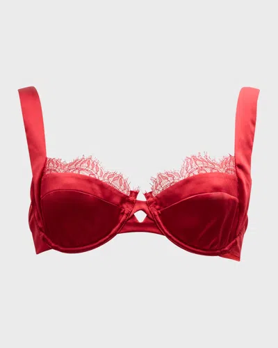 Kiki De Montparnasse Camaret Lace-trim Balconette Bra In Red