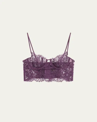 Kiki De Montparnasse Camille Scalloped Lace Longline Bra In Cassis