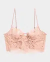Kiki De Montparnasse Camille Scalloped Lace Longline Bra In Pink