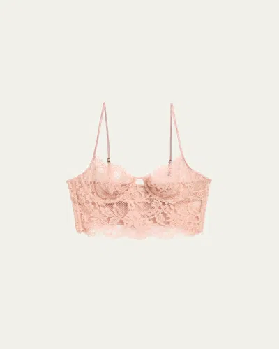 Kiki De Montparnasse Camille Scalloped Lace Longline Bra In Sand