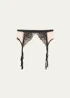 KIKI DE MONTPARNASSE CEZANNE EMBROIDERED MESH GARTER BELT