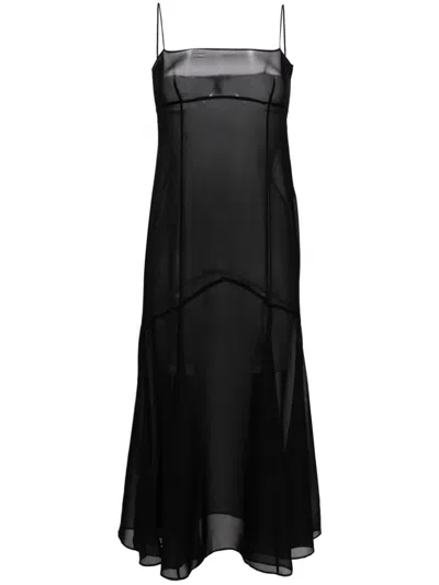 Kiki De Montparnasse Chiffon Midi Dress In Black