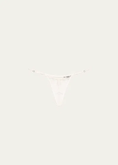 Kiki De Montparnasse Chou Chou Floral Applique G-string In Ivory