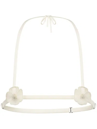 Kiki De Montparnasse Chouchou Floral-appliqué Bra In White