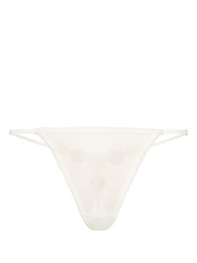 Kiki De Montparnasse Chouchou Floral-appliqué Thong In White