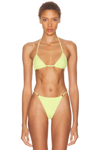 Kiki De Montparnasse Coeur Triangle Bikini Top In Yellow