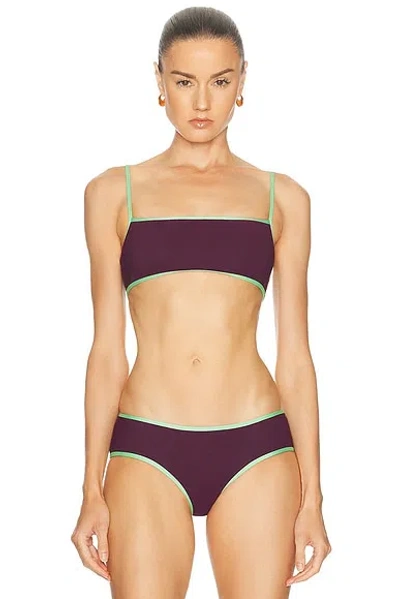 Kiki De Montparnasse Contraste Straight Neck Bikini Top In Purple