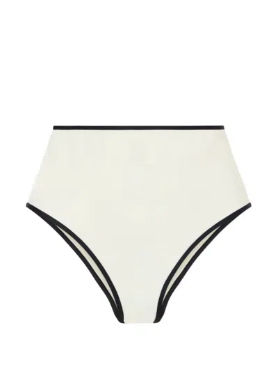 Kiki De Montparnasse Contrast-trim High-waist Bikini Bottoms In White