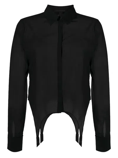 Kiki De Montparnasse Mesh-finish Garter Shirt In Black