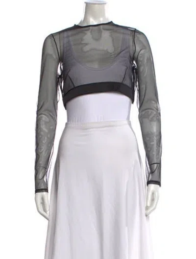 Pre-owned Kiki De Montparnasse Crew Neck Long Sleeve Crop Top In White
