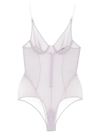 Kiki De Montparnasse Crochet Bodusuit In Purple