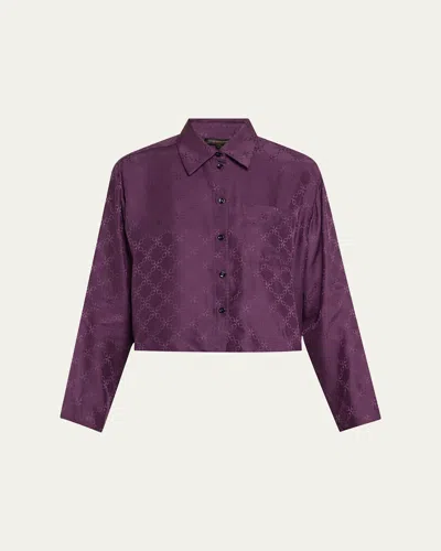 Kiki De Montparnasse Cropped Handcuff Jacquard Pajama Top In Cassis