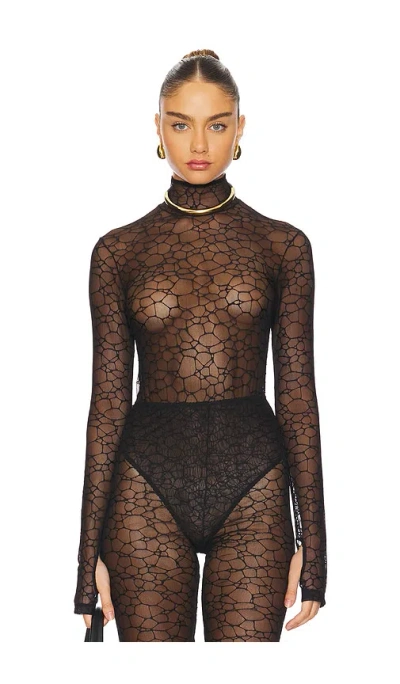 Kiki De Montparnasse Crystalline Turtleneck Bodysuit In Black