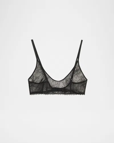 Kiki De Montparnasse Dahlia Floral Lace Soft Bra In Black