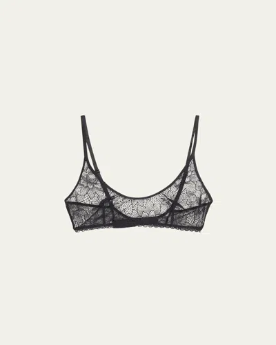 Kiki De Montparnasse Dahlia Floral Lace Soft Bra In Black