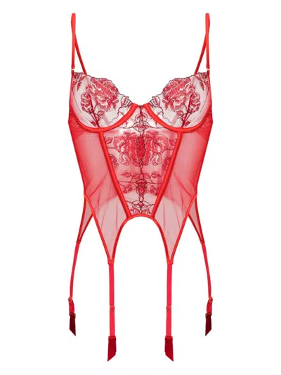 Kiki De Montparnasse Dominique Lace Bodysuit In Red