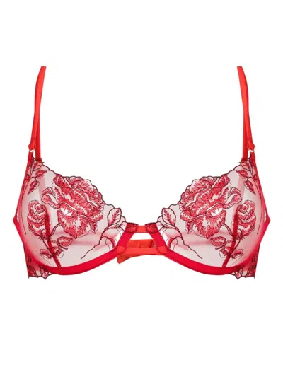 Kiki De Montparnasse Dominique Lace Demi Bra In Red
