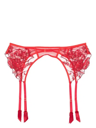 Kiki De Montparnasse Dominique Lace Garter Belt In Red