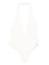 Kiki De Montparnasse Echauffe Swim Halter Plunge One Piece In Neutrals