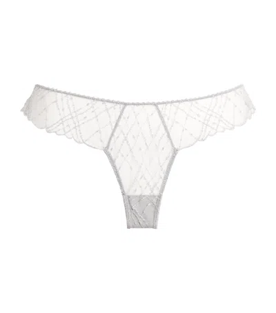 Kiki De Montparnasse Embroidered Cheeky Briefs In White