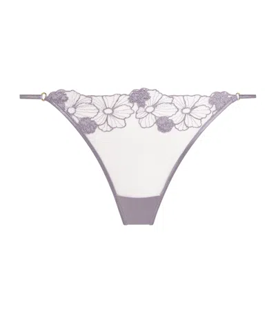 Kiki De Montparnasse Floral-lace Thong In Purple