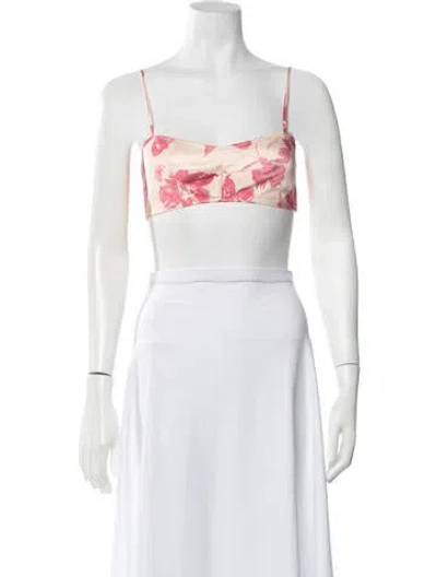 Pre-owned Kiki De Montparnasse Floral Print V-neck Crop Top In Black