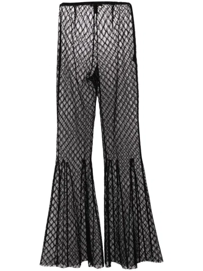 Kiki De Montparnasse Fluted Flared Trousers In Black