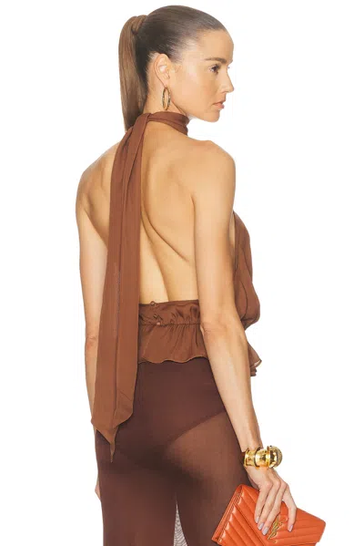 Kiki De Montparnasse Georgette Halter Top In Brown
