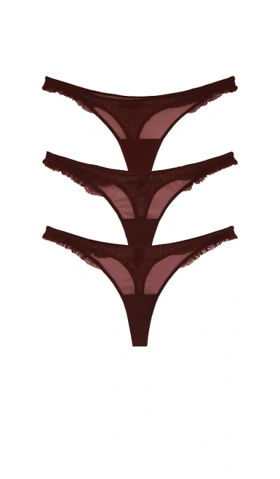 Kiki De Montparnasse Gifting Thong French Lessons Thong Trio In Brown