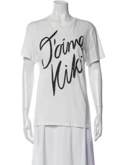 Pre-owned Kiki De Montparnasse Graphic Print Crew Neck T-shirt In White
